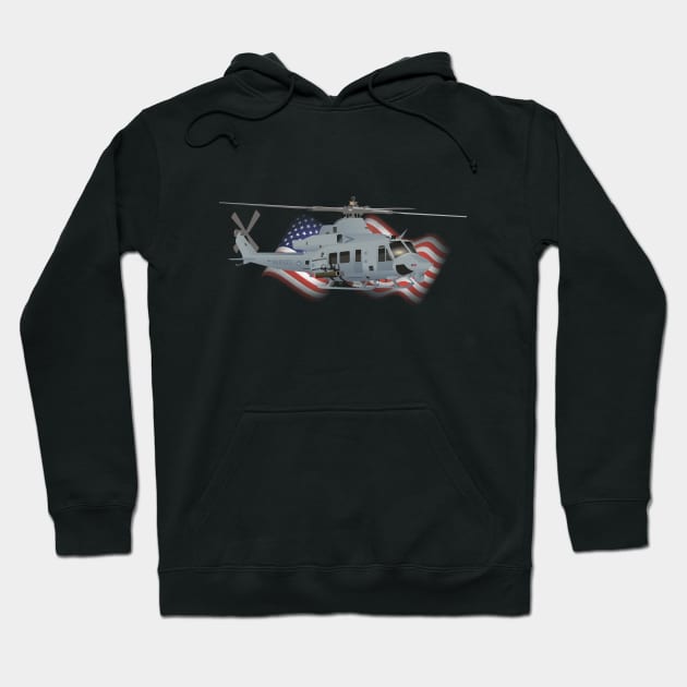 Patriotic UH-1Y Venom Helicopter Hoodie by NorseTech